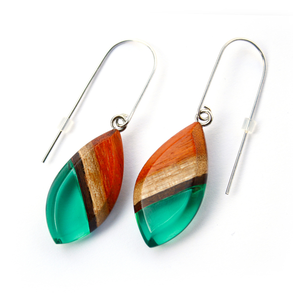 Redwood dangle earrings in emerald green